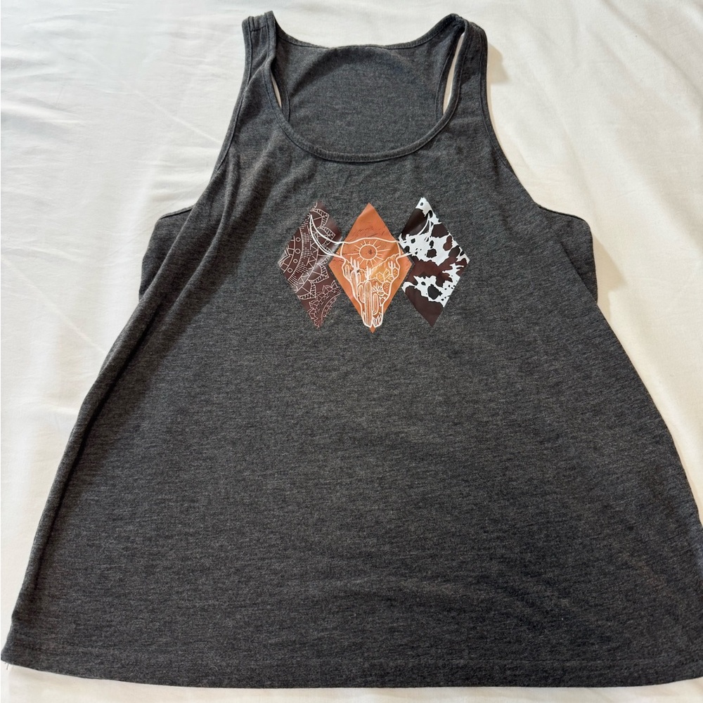 Charcoal Graphic Tank Top - Western (0033)